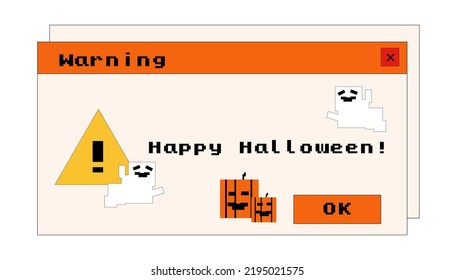 Retro computer interface. Pixelated Halloween card
