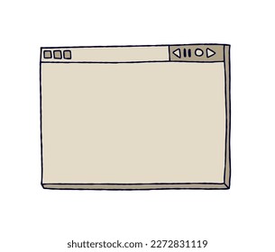 Retro computer interface. Vintage old browser and dialog window template in 90s style isolated on white background