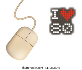 retro computer mouse and I love 80 message