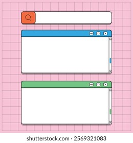 Retro computer screen vector illustration