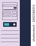 Retro computer system unit vector illustration