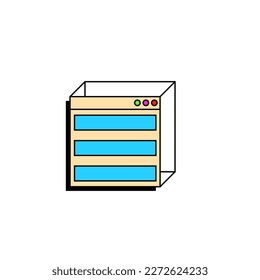 Retro computer window in 90s vaporwave style with message boxes and user interface elements . Retrowave pc old desktop ,Vector illustration of UI and UX.