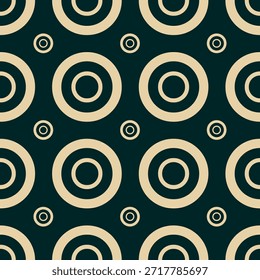 Los círculos concéntricos retro en beige y verde azulado profundo crean un estampado llamativo para la ropa. Círculos geométricos sin fisuras Espectáculo de patrones con ritmo visual moderno y estructurado
