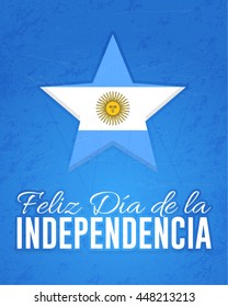 Retro Concept Argentina Greeting Card Design - Spanish Text "Happy Independence Day" at English