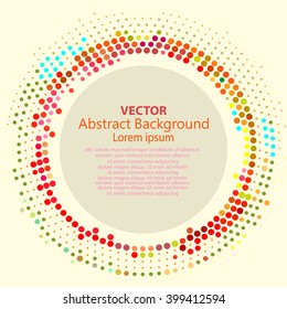 Retro concept colorful dotted radial lines, abstract vector background