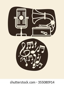 Retro concept with technology icons design, vector illustration 10 eps graphic.