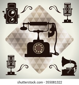Retro concept with technology icons design, vector illustration 10 eps graphic.