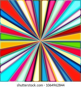 Retro concept vibrant color starburst background.