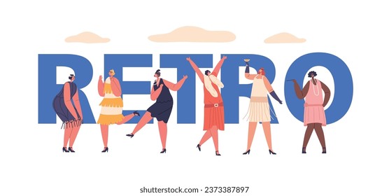 Retro Concept With Women Gracefully Sway In Vintage-inspired Dresses, Exuding Timeless Charm And Elegance Of Bygone Era