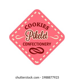 Retro confectionery label. Vector Illustration isolated on white.