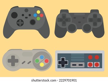 retro console game with flat design style. gamepad vector illustration.