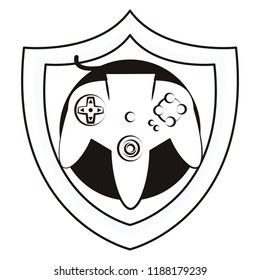 Retro console gamepad shield emblem