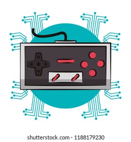 Retro console gamepad techno emblem
