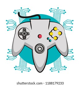 Retro console gamepad techno emblem