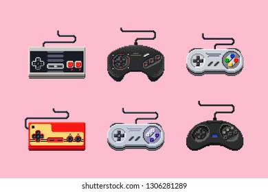 Retro Console Gamepads in Pixelart Style