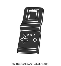 Retro Console Icon Silhouette Illustration. History of Videogames Vector Graphic Pictogram Symbol Clip Art. Doodle Sketch Black Sign.