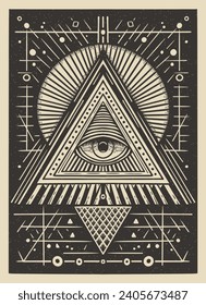 Retro Conspiracy Symbol Illustration Poster