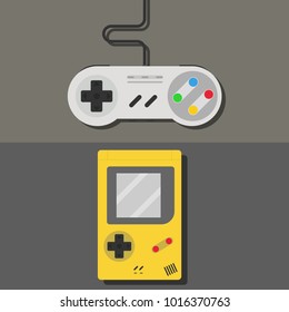 retro controller and tetris vector icon illustration flat design