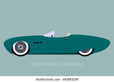 retro convertible car, spider vector car, cabriolet 