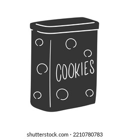 Retro Cookies Icon Silhouette Illustration. old Can Vector Graphic Pictogram Symbol Clip Art. Doodle Sketch Black Sign.