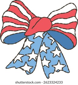 Retro Coquette American Flag Cerebration on 4th of July, America independence day