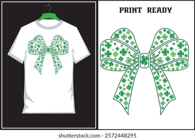 Retro Coquette St Patrick's Day, Coquette St Patty's Day Lucky Shamrock St Patrick's Coquette Lucky Charm vector illustration T shirt Design