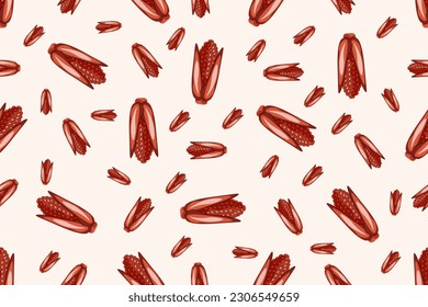 Retro Corn seamless pattern. Endless ornament with Popcorn. Wallpaper and bed linen print. Vector illustration. Indian corn.