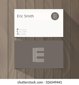 Retro corporate business card template. Logo design, letter E. Vector vintage concept.