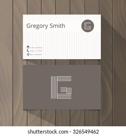 Retro corporate business card template. Logo design, letter G. Vector vintage concept.