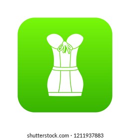 Retro corset icon green vector isolated on white background