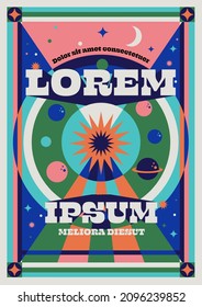 retro cosmic design template vector, illustration