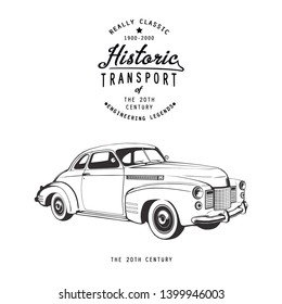 retro coupe with logo  monogram graphic vintage label