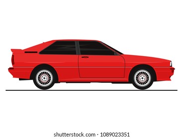 Retro coupe sticker. Side view. Flat vector.