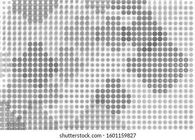 Retro cover design with grey circles on white background. Creative cover design template. Artistic grunge backdrop. Graphic design, vector. Holiday decoration. Beautiful background. Dotted pattern.