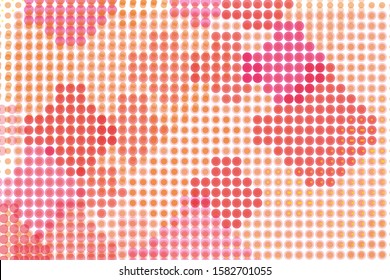 Retro cover design with pink circles on white background. Creative cover design template. Artistic grunge backdrop. Graphic design, vector. Holiday decoration. Beautiful background. Dotted pattern.
