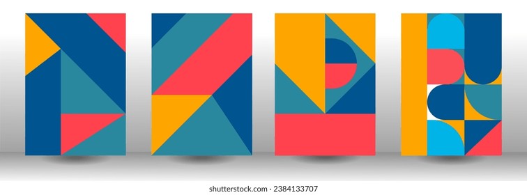 retro cover, geometric cover design, bauhaus cover design, vector, annual report cover design