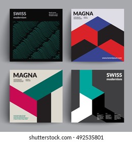 Retro Covers Set. Swiss Style Modernism. Eps10 Vector Template.