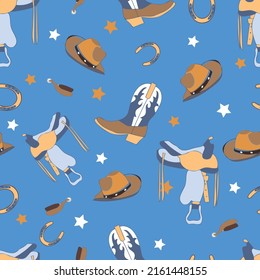 Retro Cowboy and horses themed repeat pattern collection
