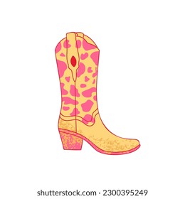 Retro Cowgirl boot. Cowboy western and wild west theme. Hand drawn vector.