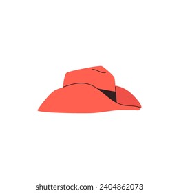 Retro cowgirl or cowboy hat. Wild west style brown headdress hat with a broad for hipster people. Flat cartoon vector illustration of vintage accessory in western fashion isolated on white