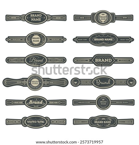 Retro craft cigar label templates. Vintage cigars insignia isolated vector illustration