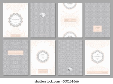 Retro creative card template with flourishes ornament elements and wreaths. Background for invitation, announcement, brochure, wedding.