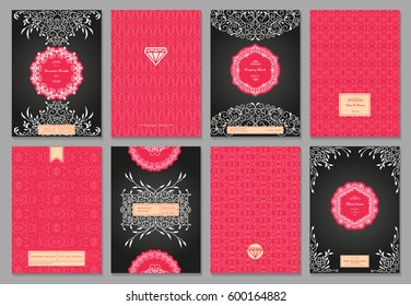 Retro creative card template with flourishes ornament elements and wreaths. Background for invitation, announcement, brochure, wedding.