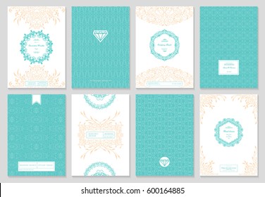 Retro creative card template with flourishes ornament elements and wreaths. Background for invitation, announcement, brochure, wedding.