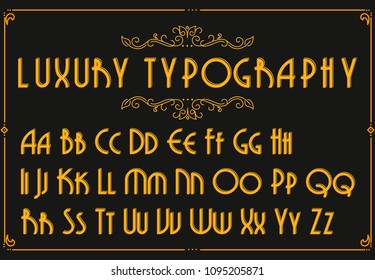 Retro Creative Font. Creative Template In Style Of 1920s For Your Design. Letters, Numbers In Vector . EPS 10