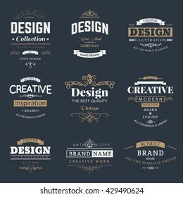 Retro Creative Vintage labels template and Logo set. Vector design elements business signs, branding, badges, objects, identity, labels.