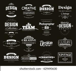 Retro Creative Vintage labels template and Logo set. Vector design elements business signs, branding, badges, objects, identity, labels.