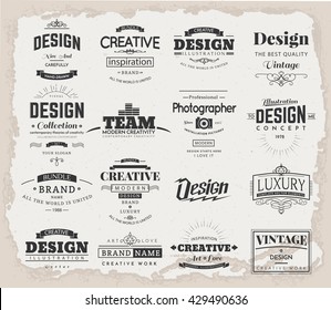 Retro Creative Vintage labels template and Logo set. Vector design elements business signs, branding, badges, objects, identity, labels.