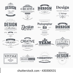 Retro Creative Vintage labels template and Logo set. Vector design elements business signs, branding, badges, objects, identity, labels.