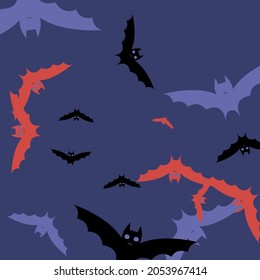 Retro Creepy Red Motion Black Bats Vector Design Pic. Eyes Chaos Night Scary Art Flying Bats Fabrics. Sky Purple Gothic Print Halloween Art Illustration. Spooky Colorful Attack Pink Wallpaper.